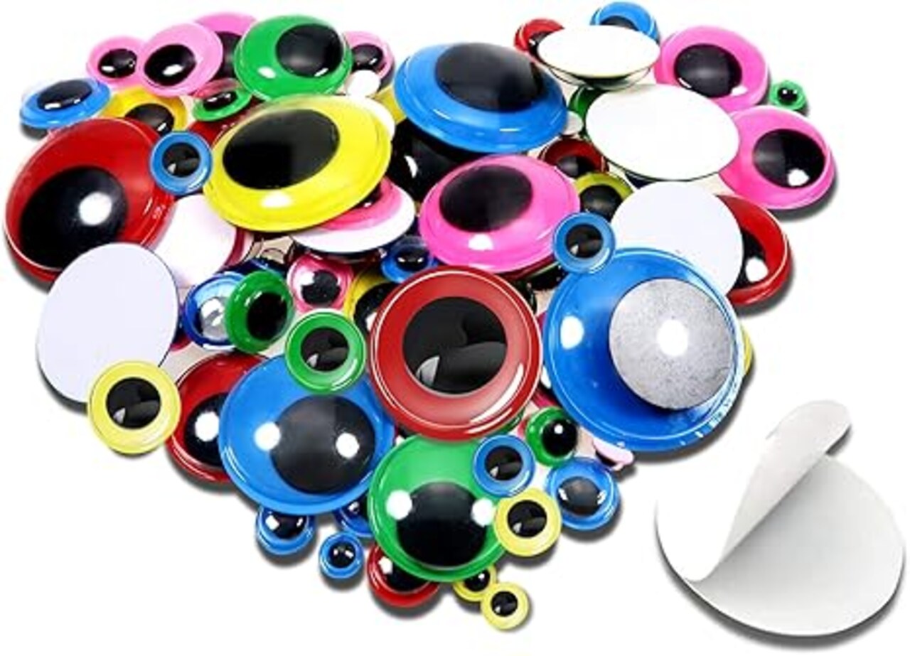 Sticker Eyes 6mm to 35mm Assorted Colors Round Plastic Crafts Eyes for DIY Arts Crafts Scrapbooking